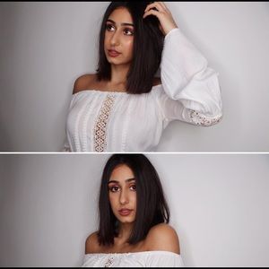 Forever 21 white lace romper off the shoulder